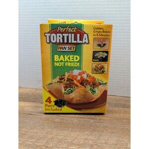 Perfect Tortilla Pan Set 4 Non-Stick Pans Baked Not Fried Taco Salad Bowl Shells
